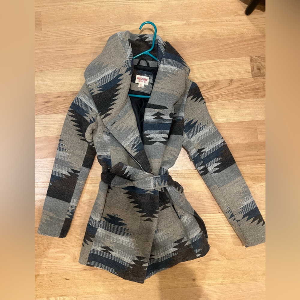 Mossimo Supply Co. Blue and Gray Patterned Coat
